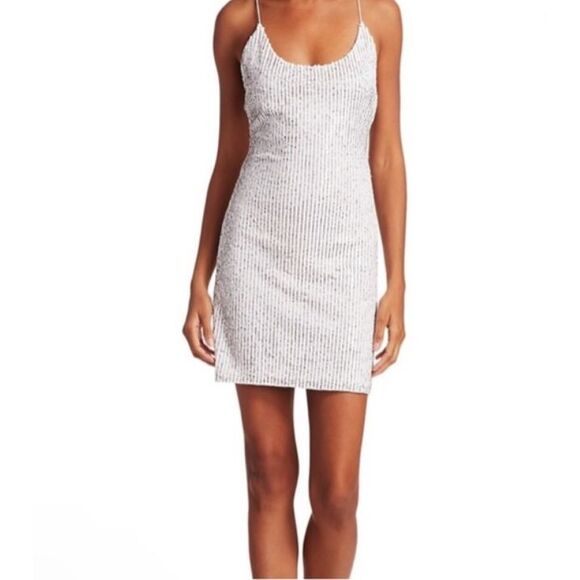 Alice + Olivia Dresses & Skirts - Alice & Olivia‎ Women's Nelle Sequin Slip Mini Dress 10 White Spaghetti Straps